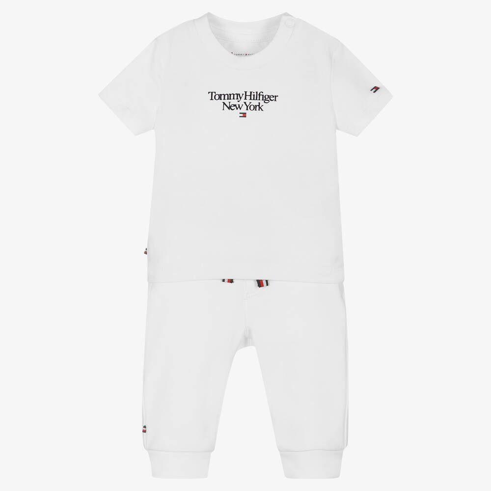 Tommy Hilfiger - Ensemble pantalon blanc coton bébé | Childrensalon