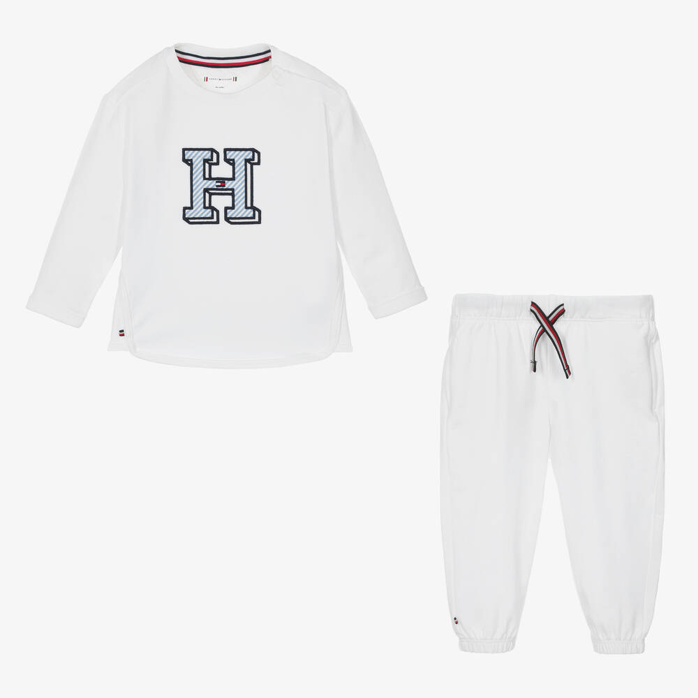 Tommy Hilfiger Ensemble pantalon blanc en coton bebe