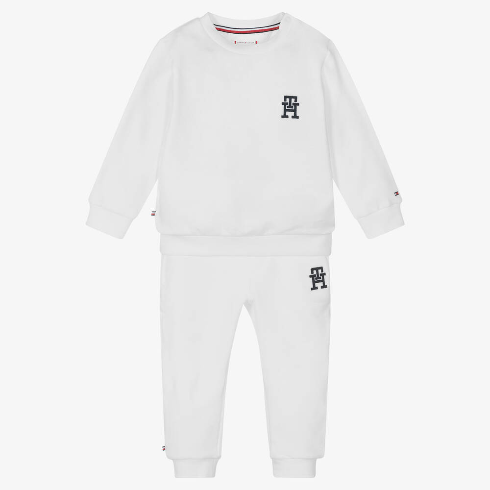 Tommy Hilfiger - White Cotton Jersey Baby Tracksuit | Childrensalon