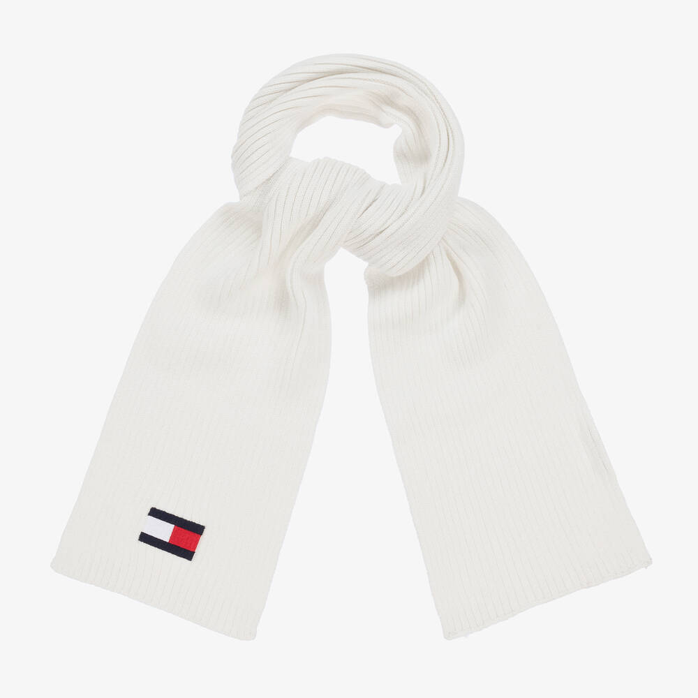 Tommy Hilfiger - White Cotton Knit Flag Scarf | Childrensalon