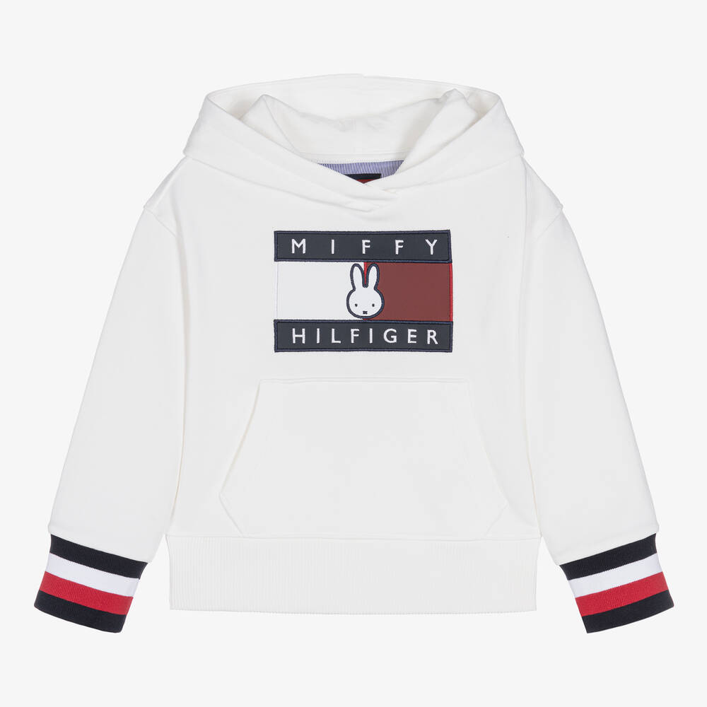 Tommy Hilfiger White Cotton Miffy Logo Hoodie Childrensalon Outlet