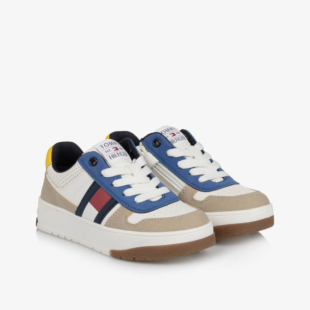 Tommy Hilfiger-حذاء رياضي أبيض من الجلد الصناعي للأطفال | Childrensalon Outlet