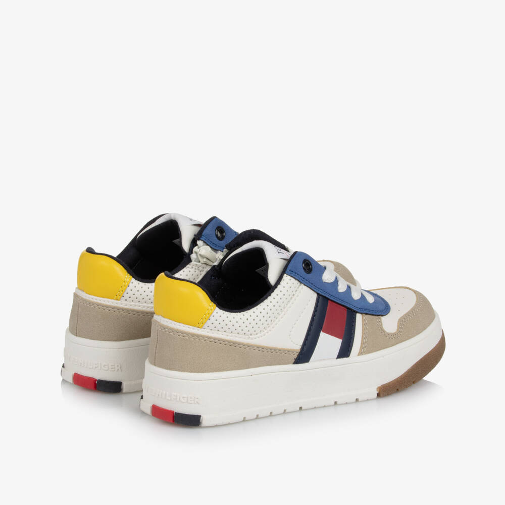 Tommy Hilfiger-حذاء رياضي أبيض من الجلد الصناعي للأطفال | Childrensalon Outlet