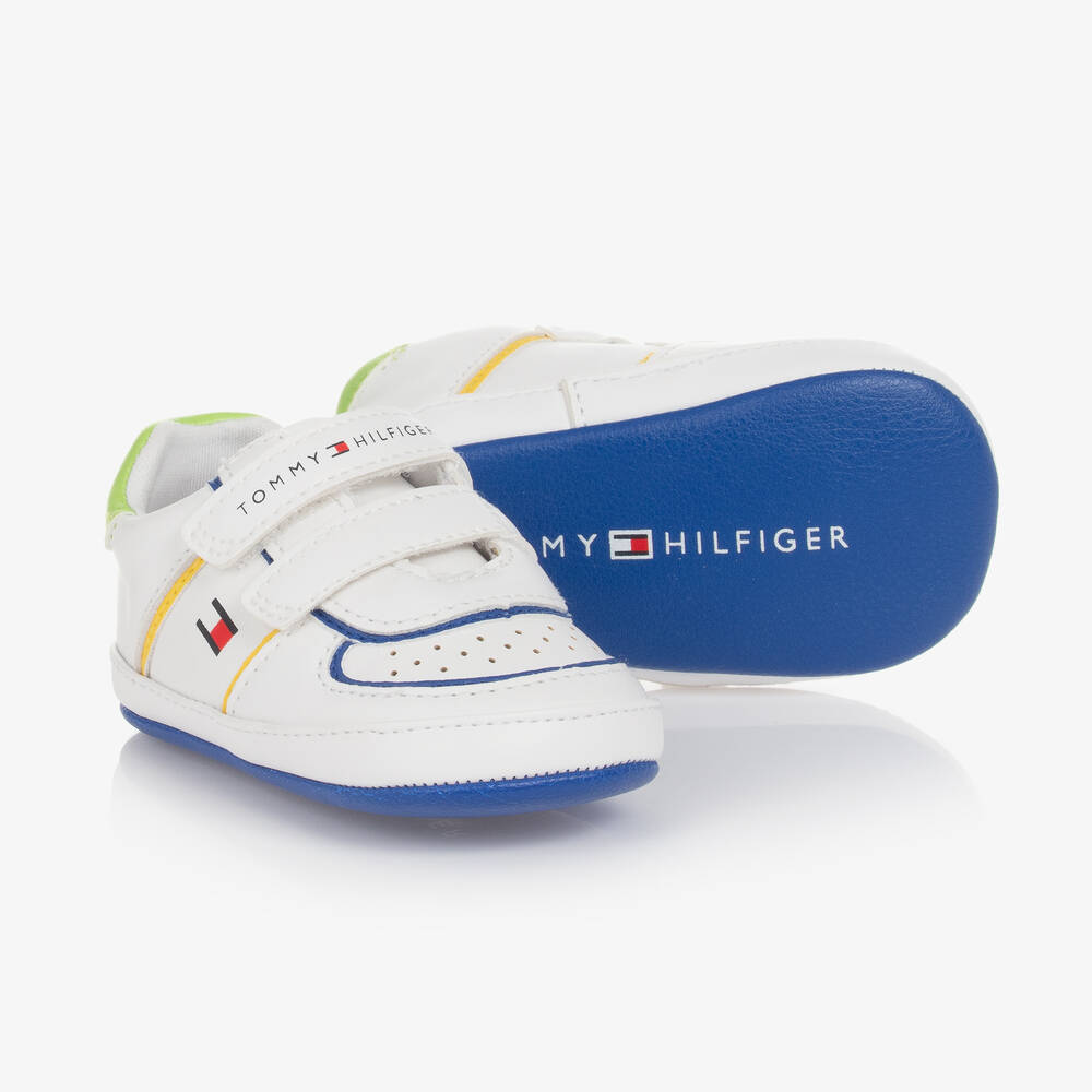 Tommy Hilfiger - Weiße Kunstleder-Krabbel-Sneakers | Childrensalon