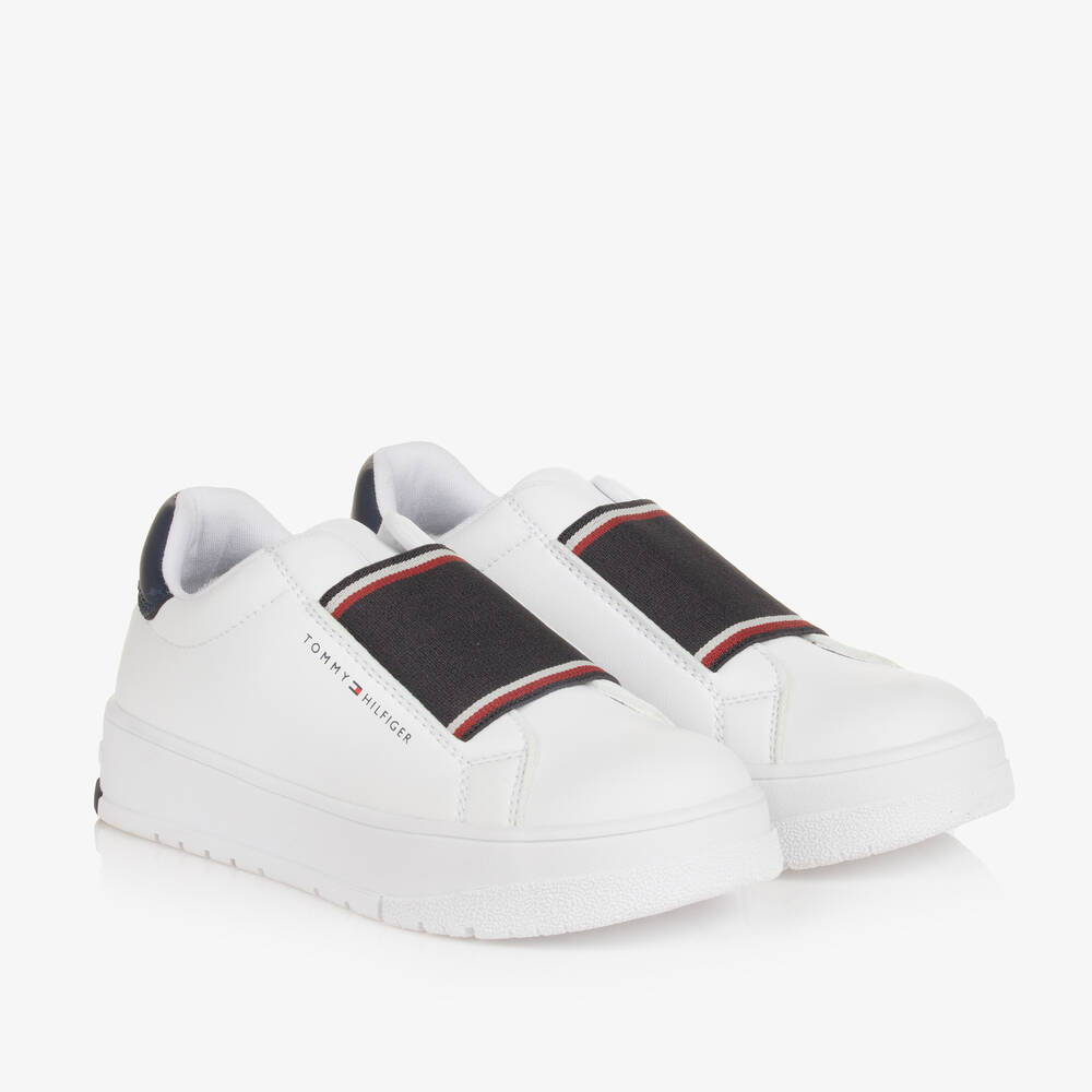 Tommy Hilfiger White Faux Leather Slip On Trainers Childrensalon Outlet