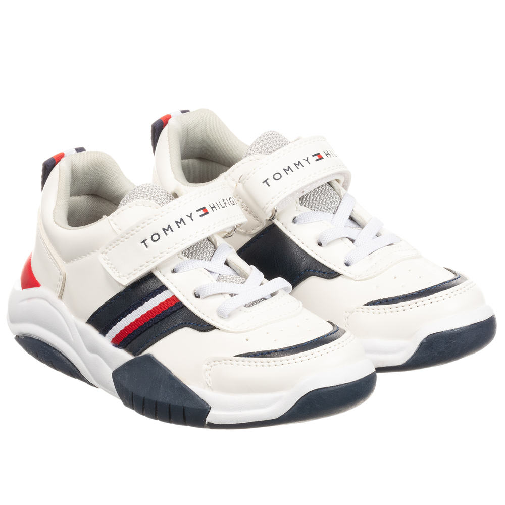 Tommy Hilfiger - White Faux Leather Trainers | Childrensalon