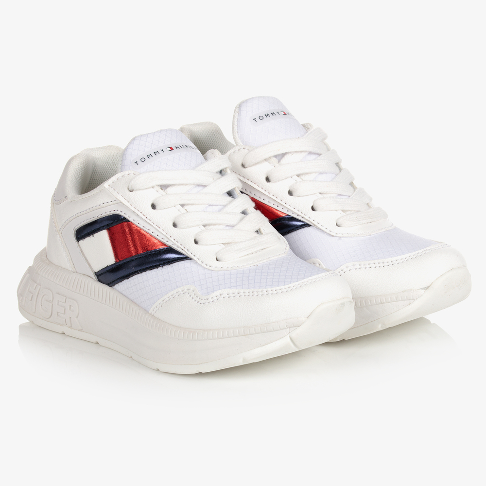 Tommy hilfiger best sale white leather trainers