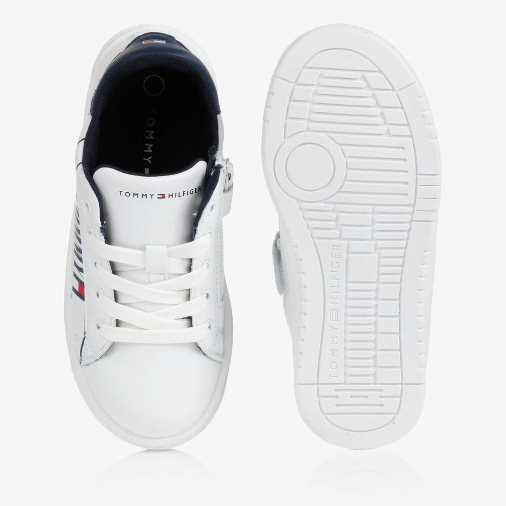 Tommy Hilfiger - White Faux Leather Trainers | Childrensalon Outlet