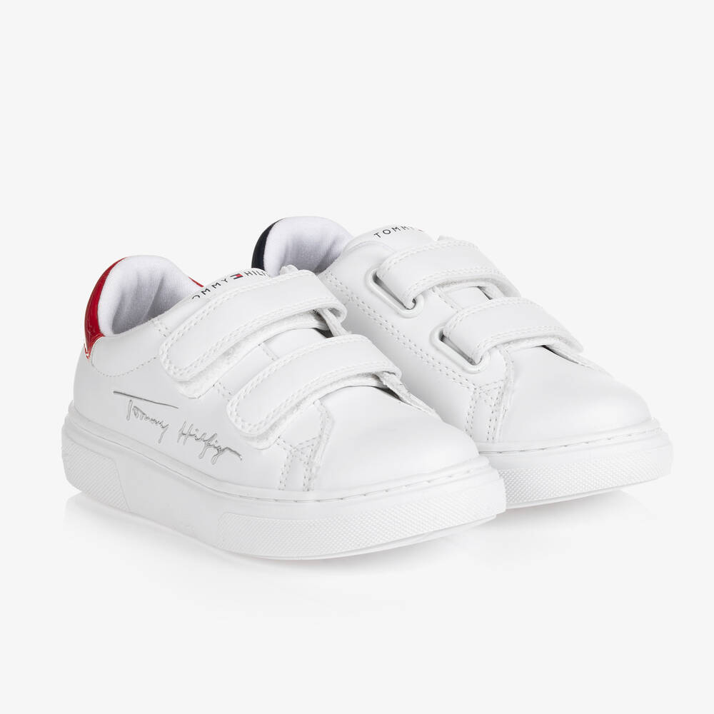 Tommy Hilfiger - Baskets blanches simili cuir | Childrensalon