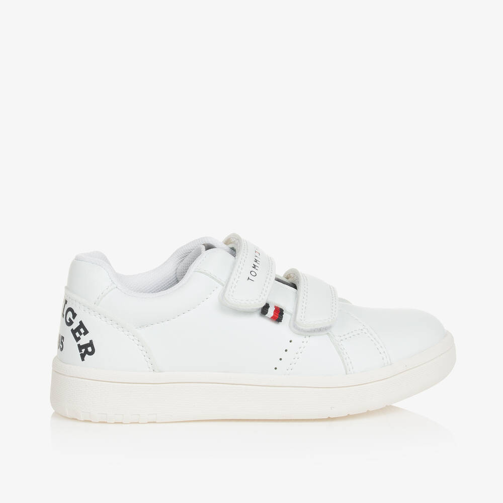 Tommy Hilfiger-White Faux Leather Velcro Trainers | Childrensalon Outlet