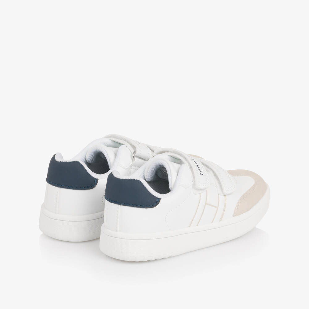 Tommy Hilfiger-White Faux Leather Velcro Trainers | Childrensalon Outlet