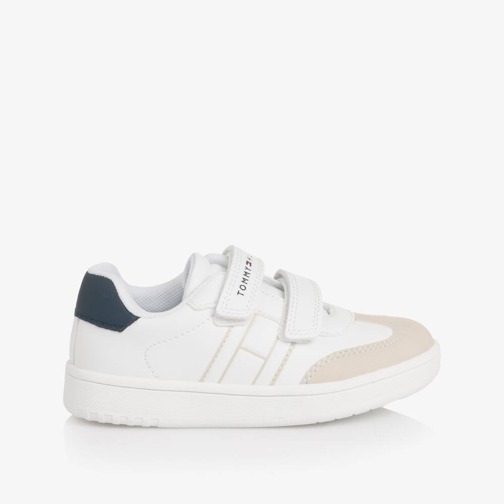 Tommy Hilfiger-White Faux Leather Velcro Trainers | Childrensalon Outlet