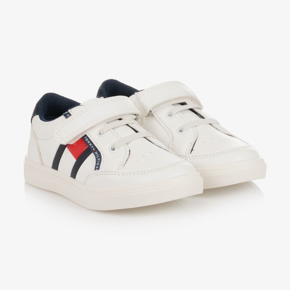 Tommy Hilfiger - Weiße Sneakers mit Flagge | Childrensalon