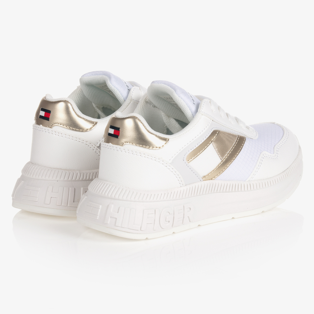 Tommy Hilfiger White Gold Chunky Trainers Childrensalon Outlet