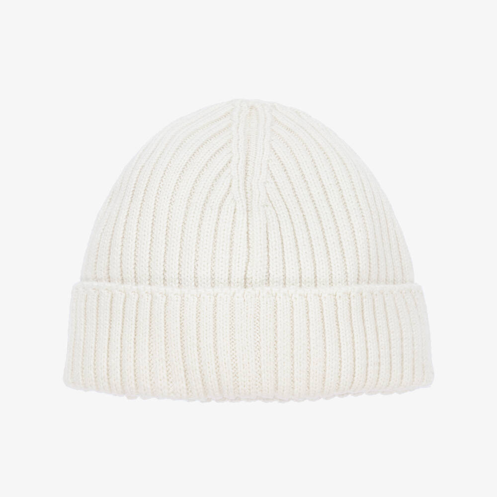 Tommy Hilfiger-White Knitted Flag Beanie Hat | Childrensalon Outlet