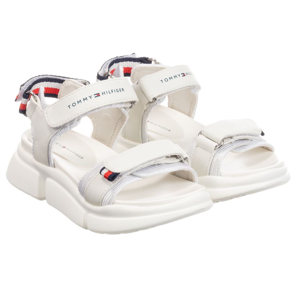 White Logo Sandals