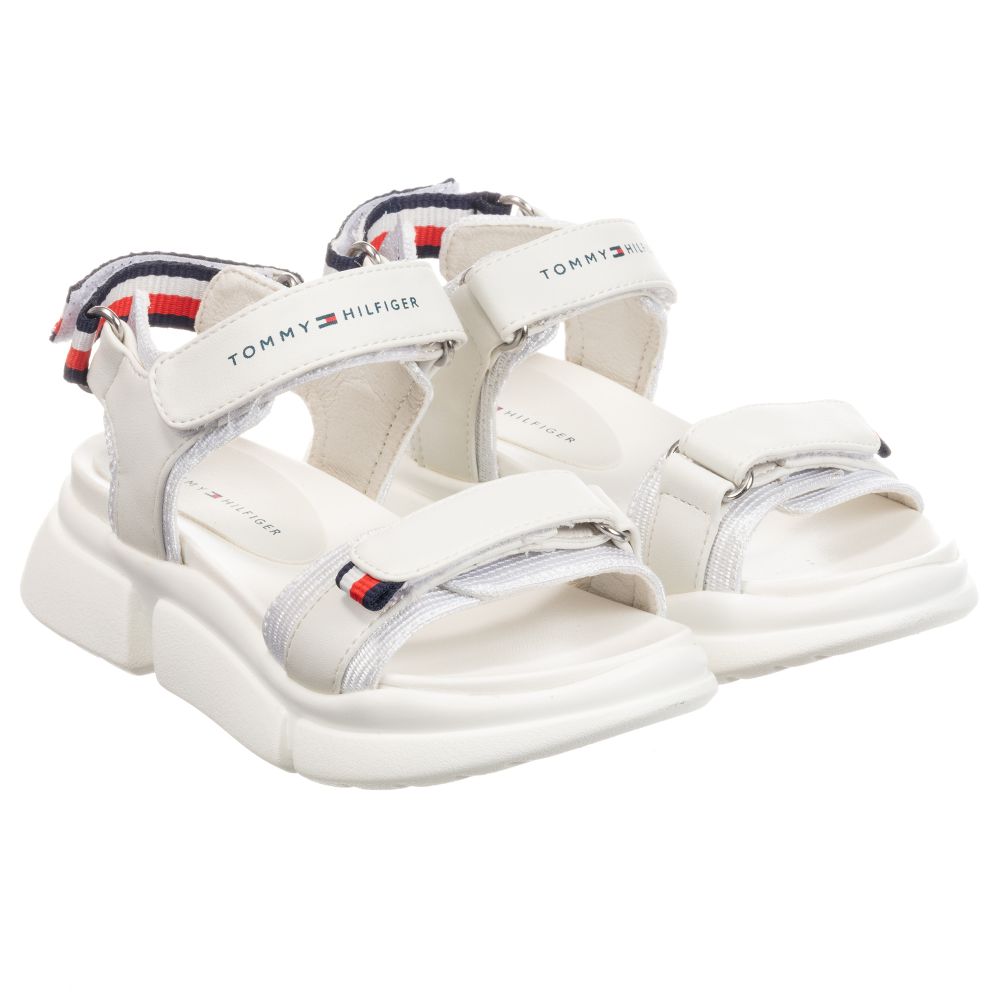 tommy hilfiger flip flops white