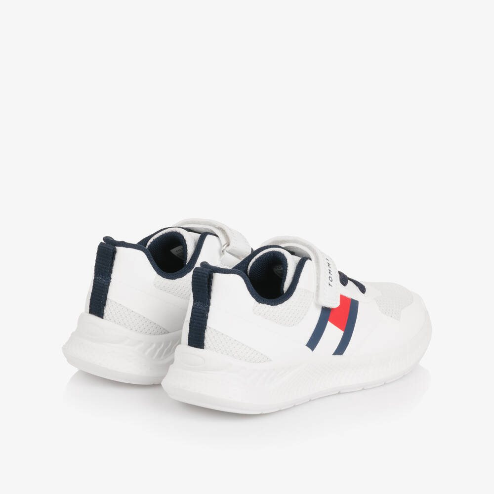 Tommy Hilfiger-White Mesh Velcro Trainers with Flag Logo | Childrensalon Outlet