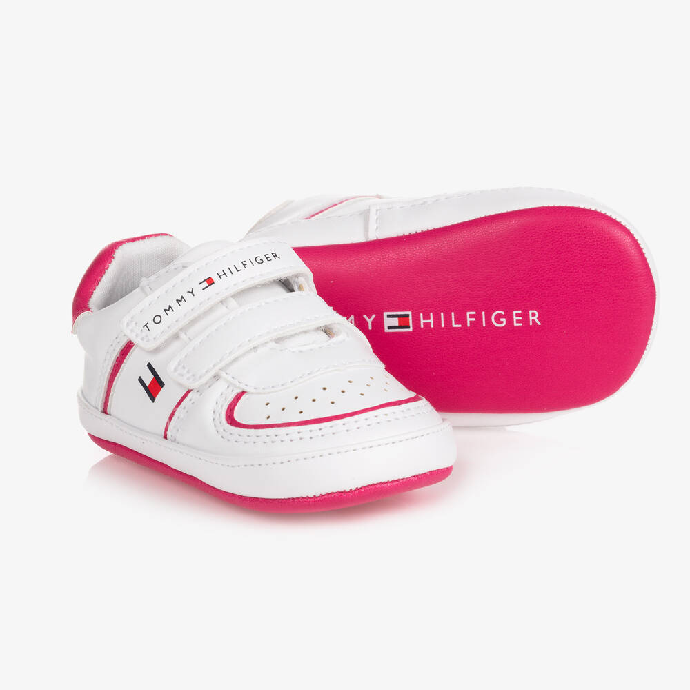 Tommy Hilfiger - White Pre-Walker Baby Trainers | Childrensalon