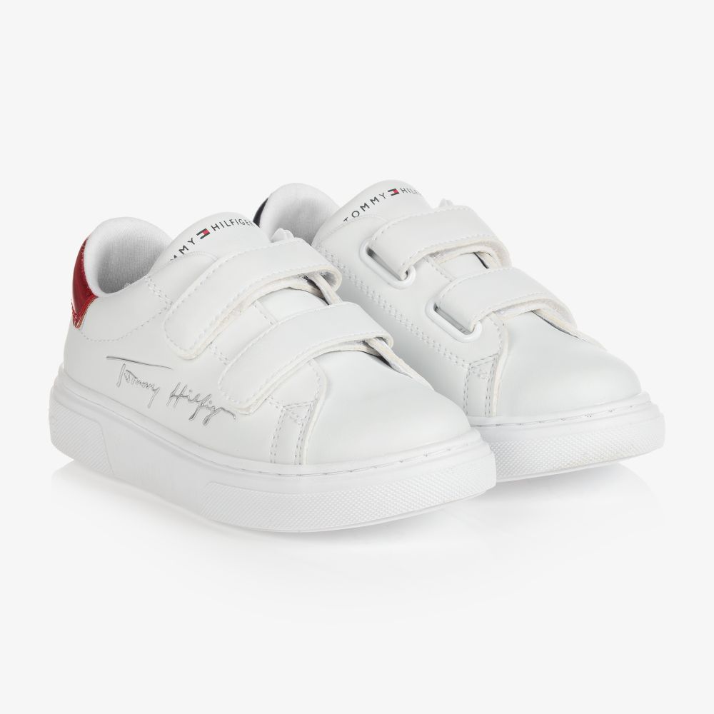 Tommy Hilfiger - White & Silver Logo Trainers | Childrensalon