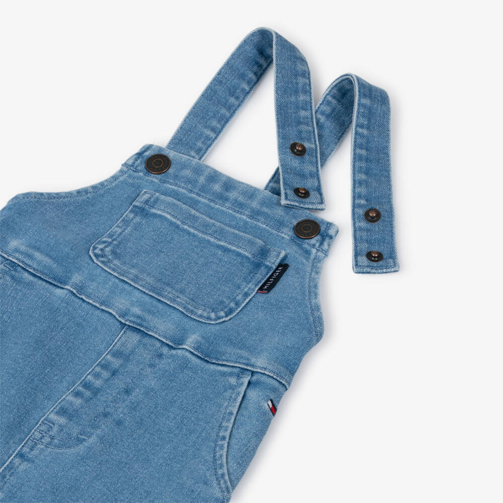 Tommy Hilfiger-White Top & Blue Denim Dungaree Set | Childrensalon Outlet