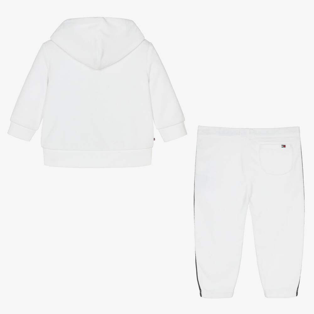 Tommy Hilfiger White Velour Hooded Baby Tracksuit