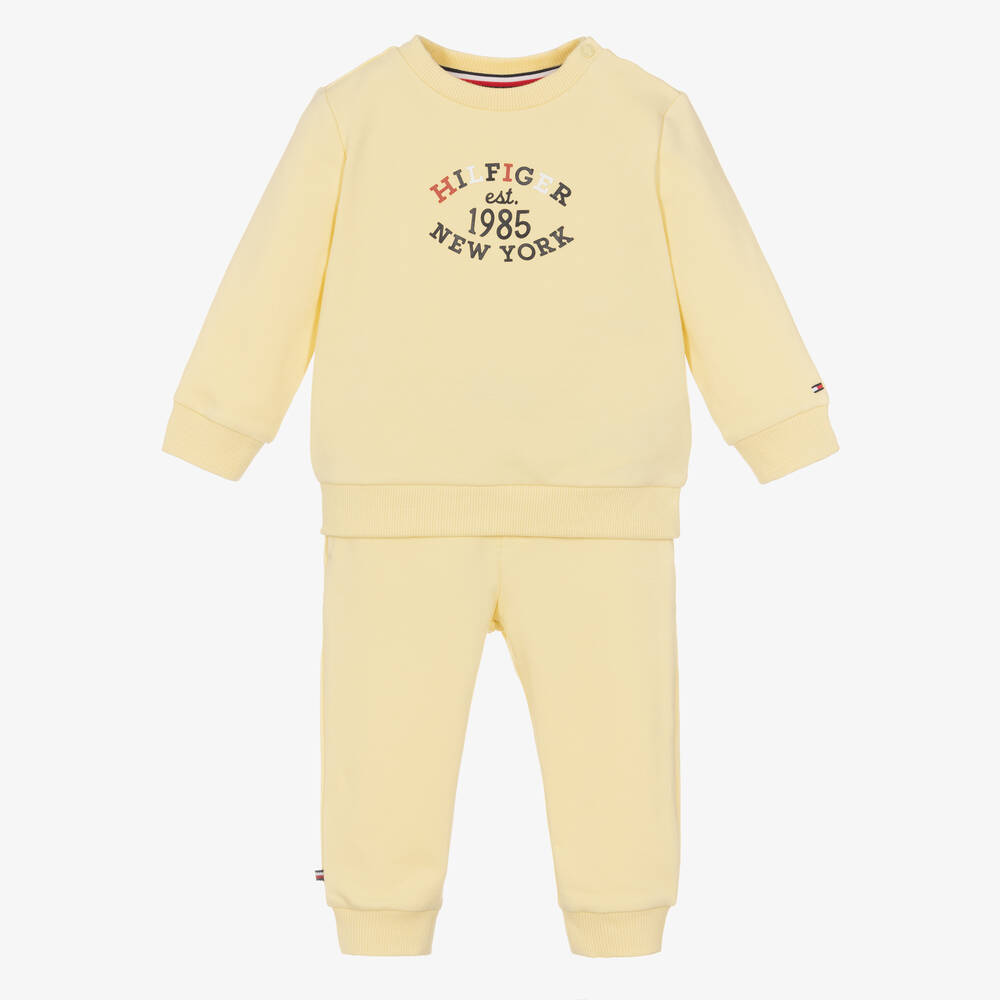 Tommy Hilfiger-Yellow Cotton Baby Tracksuit | Childrensalon Outlet