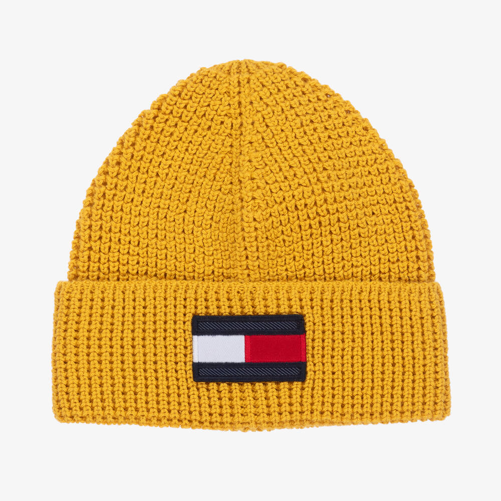 Tommy Hilfiger - Yellow Flag Logo Beanie Hat | Childrensalon