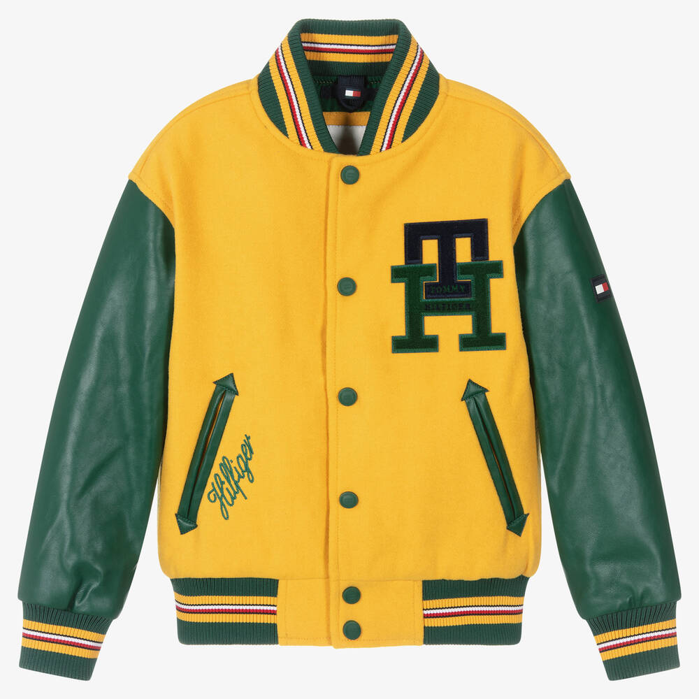 Tommy Hilfiger - Yellow & Green Logo Baseball Jacket | Childrensalon