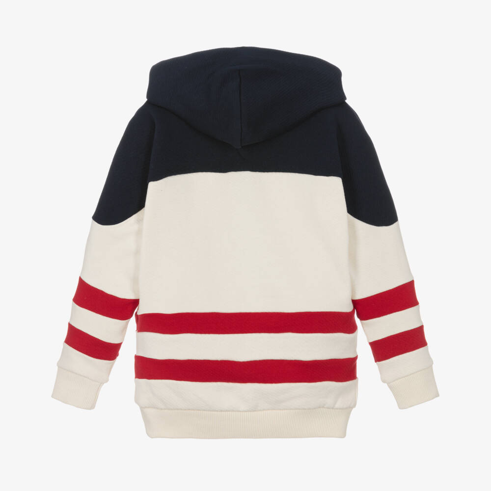 Tommy Hilfiger-Youth Navy & Ivory Cotton Hoodie | Childrensalon Outlet