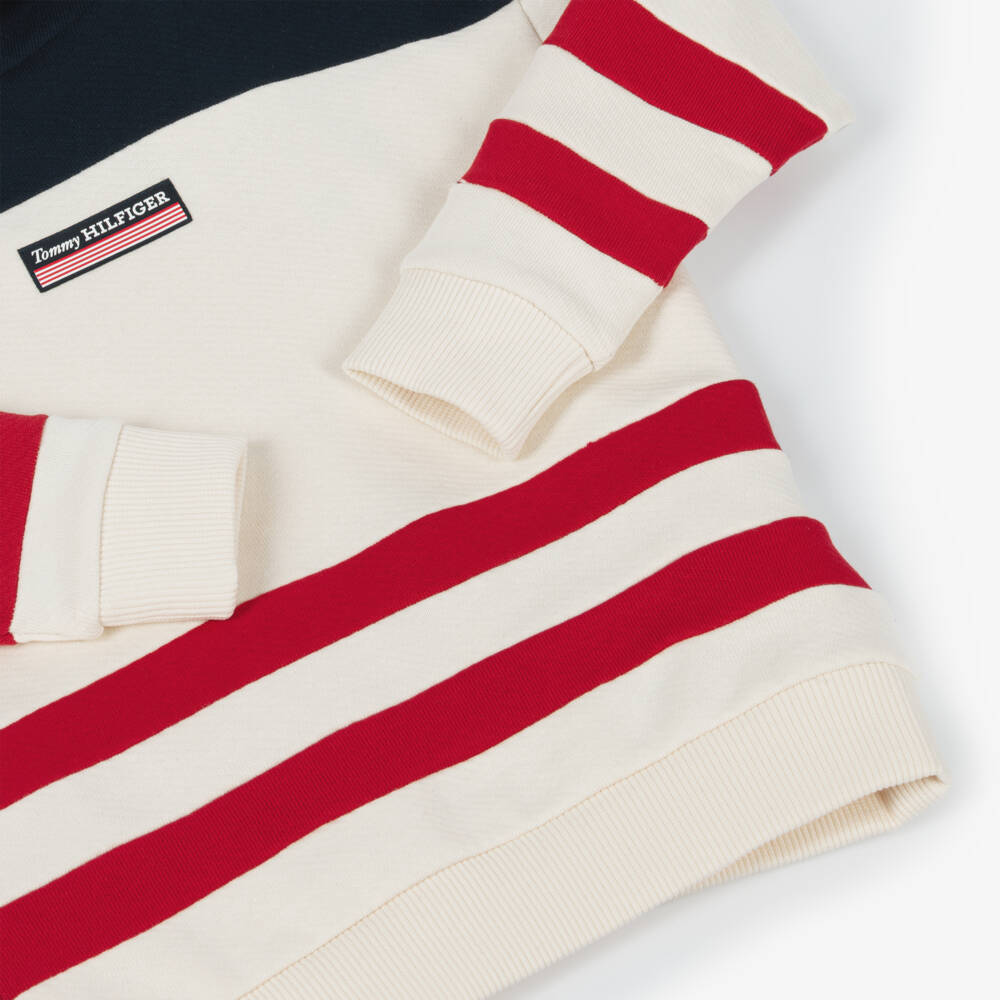 Tommy Hilfiger-Youth Navy & Ivory Cotton Hoodie | Childrensalon Outlet