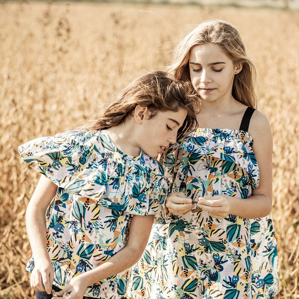 Trussardi Floral Print Cotton Dress Childrensalon Outlet