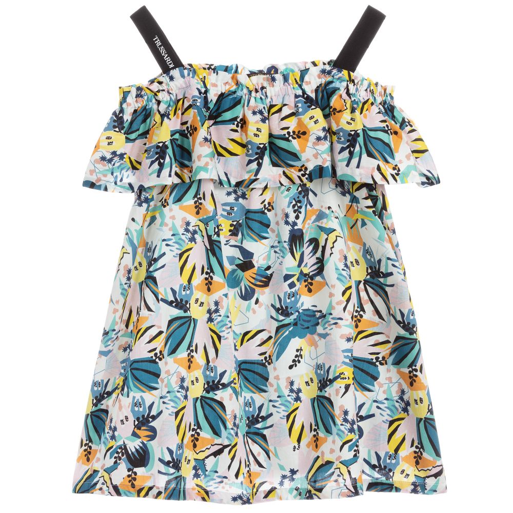 Trussardi-Floral Print Cotton Dress | Childrensalon Outlet