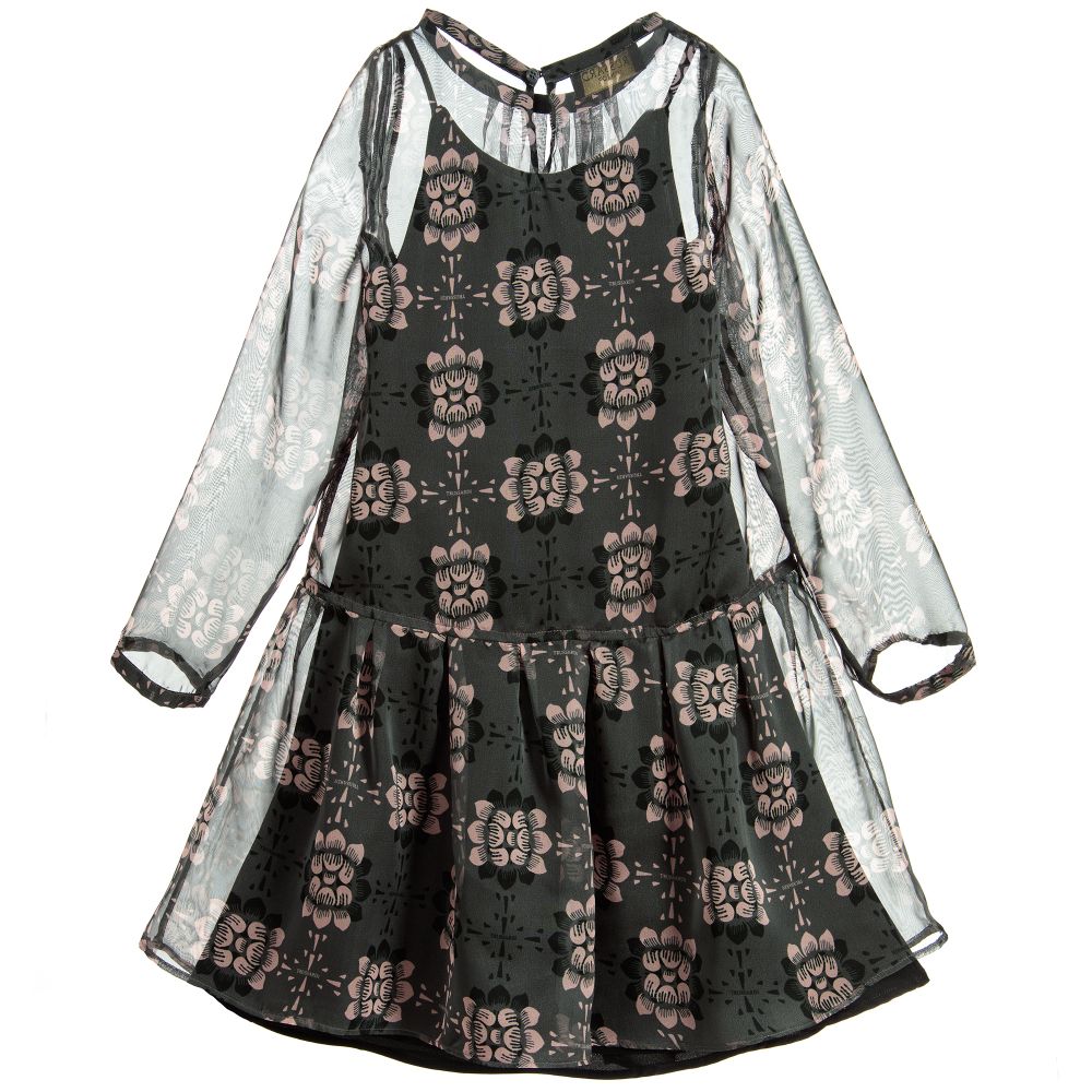 Trussardi-Girls Floral Chiffon Dress | Childrensalon Outlet