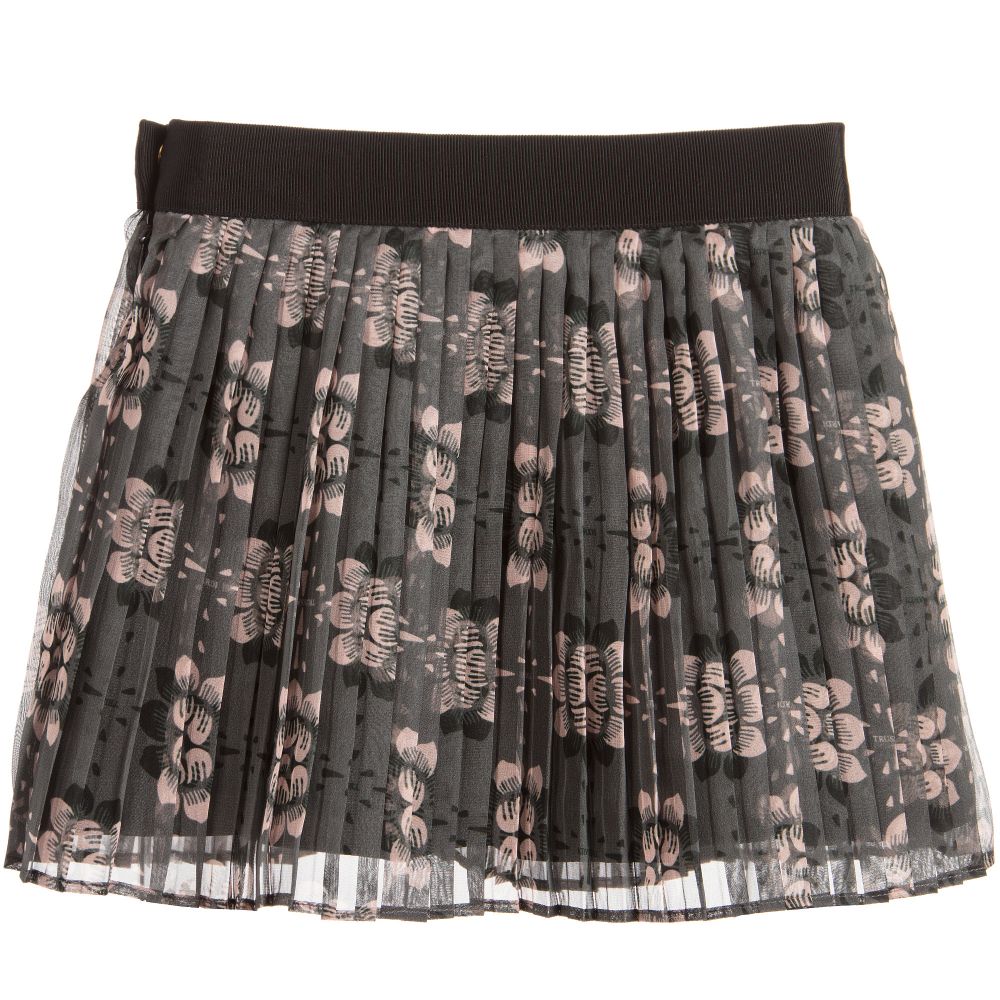 Trussardi-Girls Green Pleated Skirt  | Childrensalon Outlet