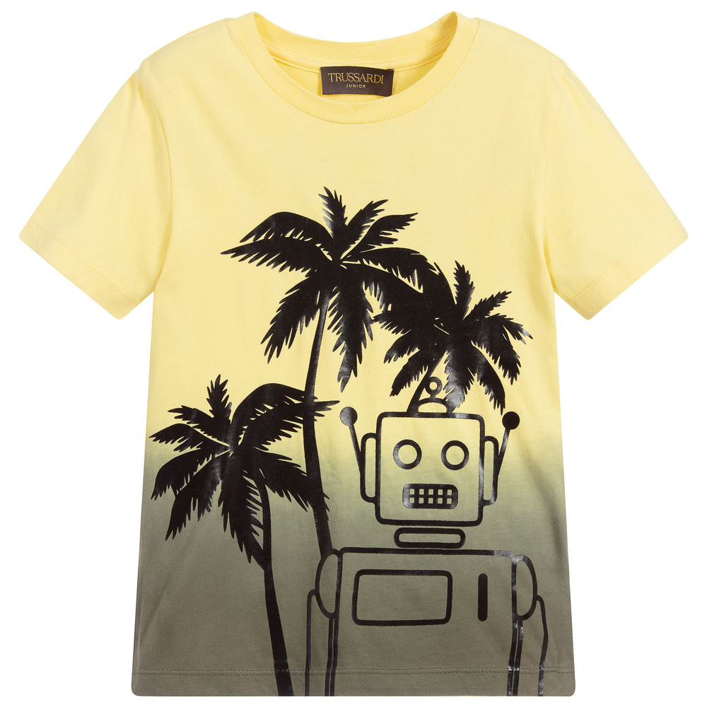 Trussardi - Yellow & Green Cotton T-Shirt | Childrensalon