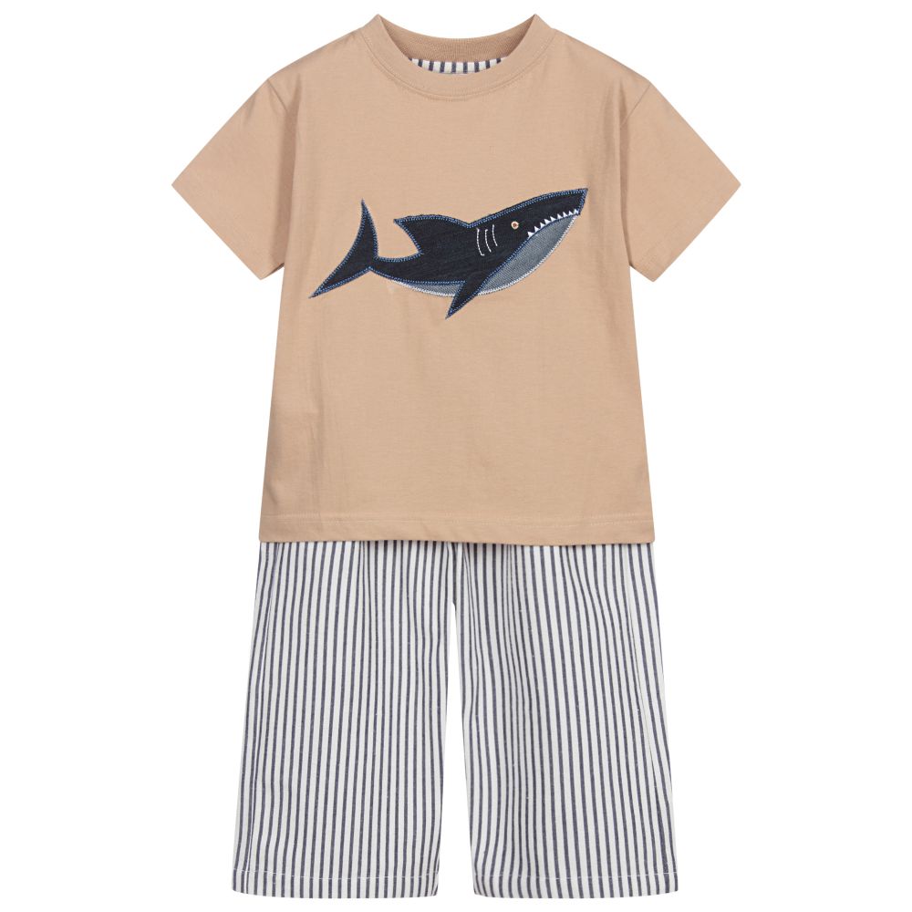 Turquaz - Beige & Blue Shark Pyjamas | Childrensalon