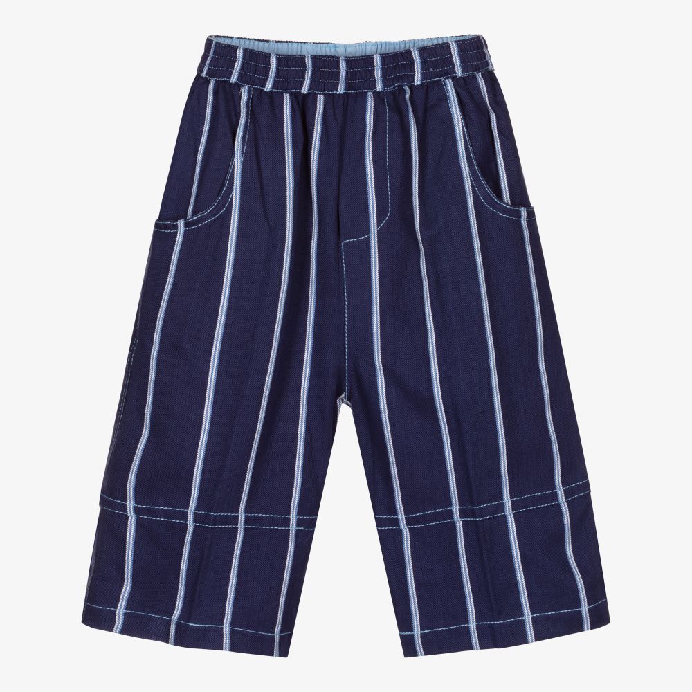 Turquaz - Boys Long Blue Cotton Shorts | Childrensalon