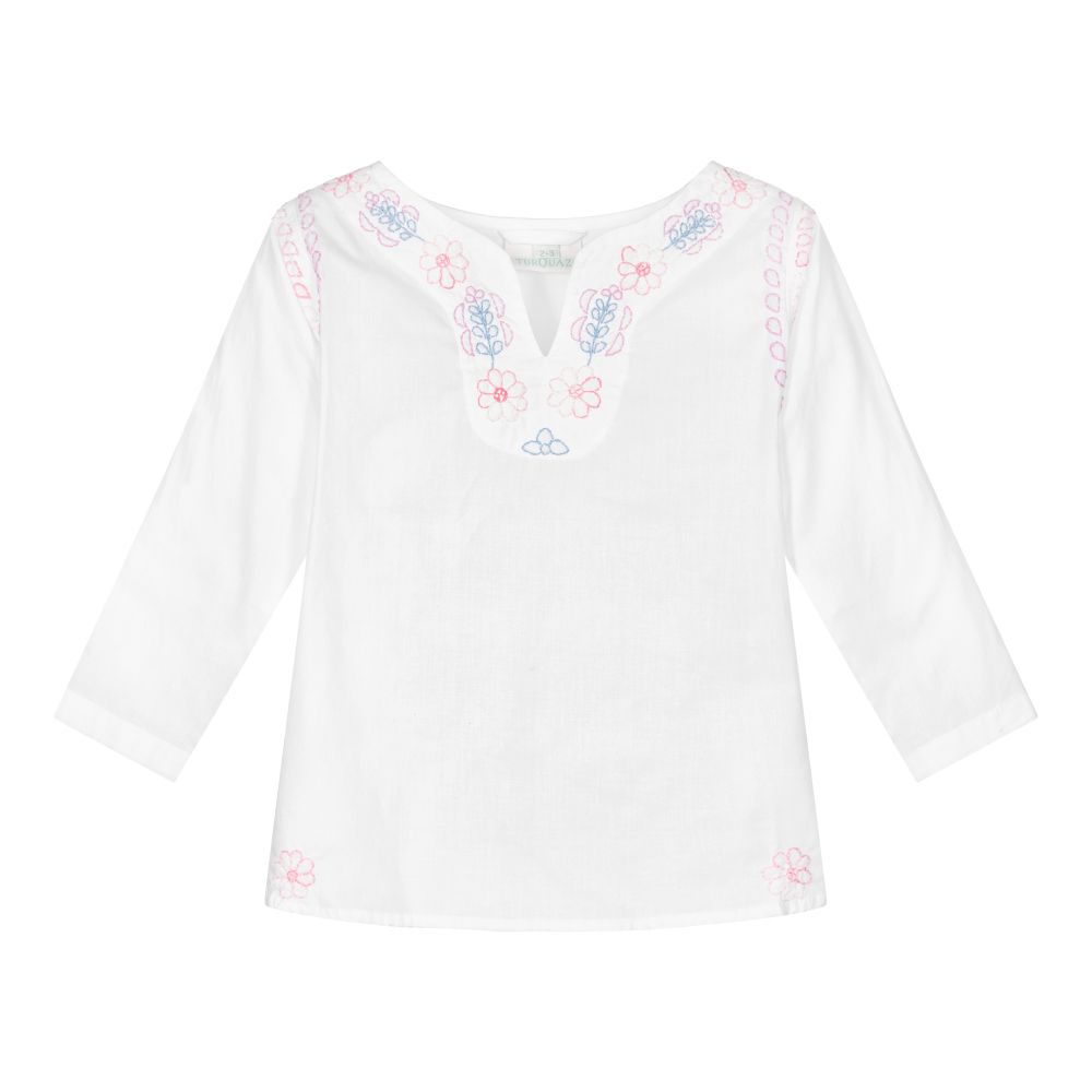 Turquaz - Girls White Cotton Blouse | Childrensalon