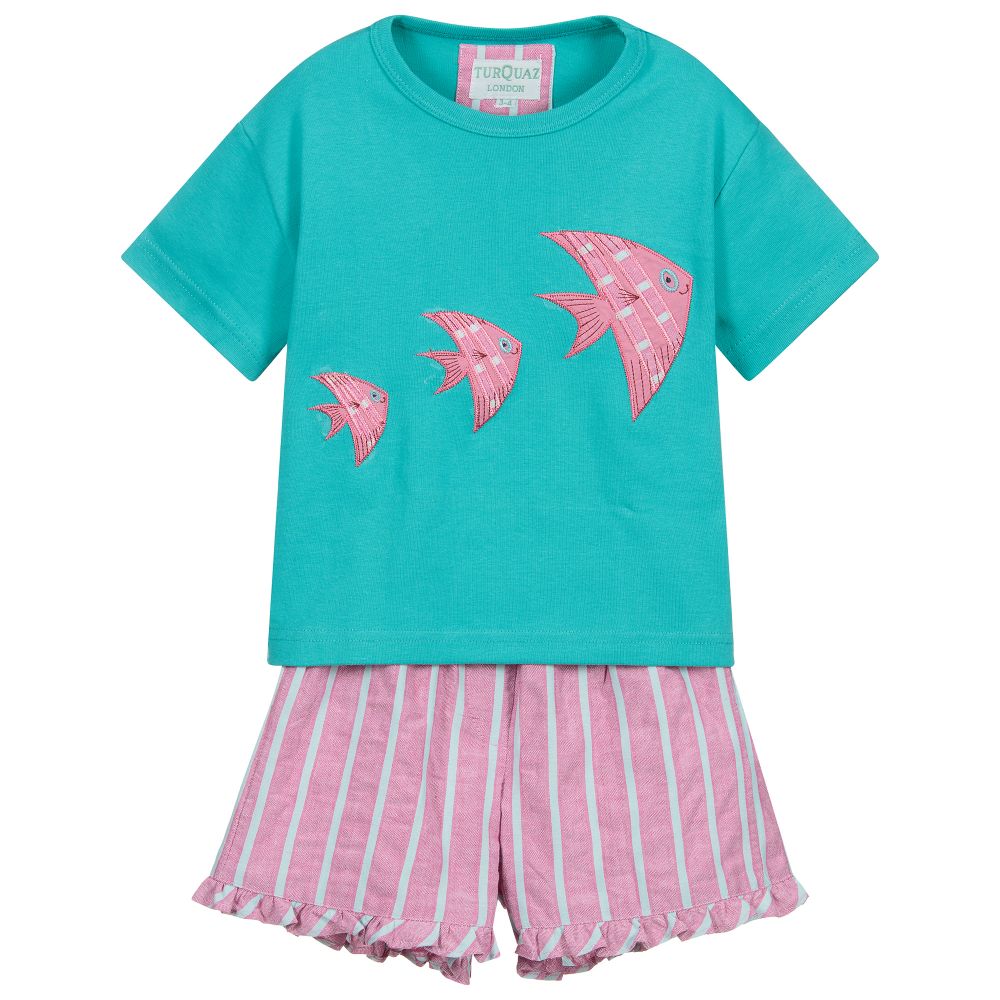 Turquaz - Green & Pink Short Pyjamas | Childrensalon