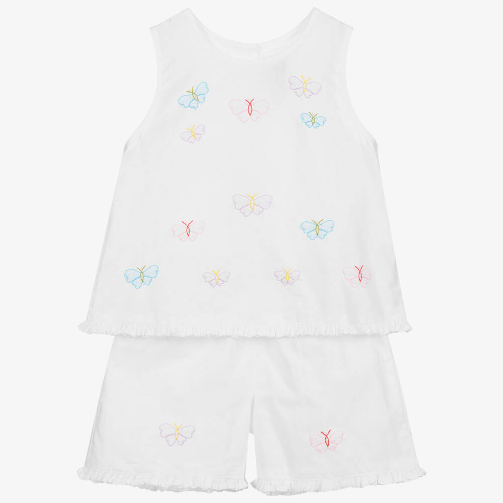 Turquaz-White Embroidered Shorts Set | Childrensalon Outlet