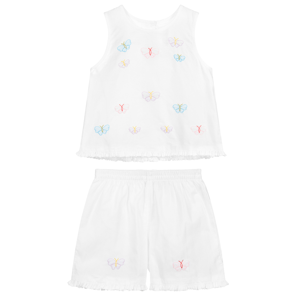 Turquaz-White Embroidered Shorts Set | Childrensalon Outlet