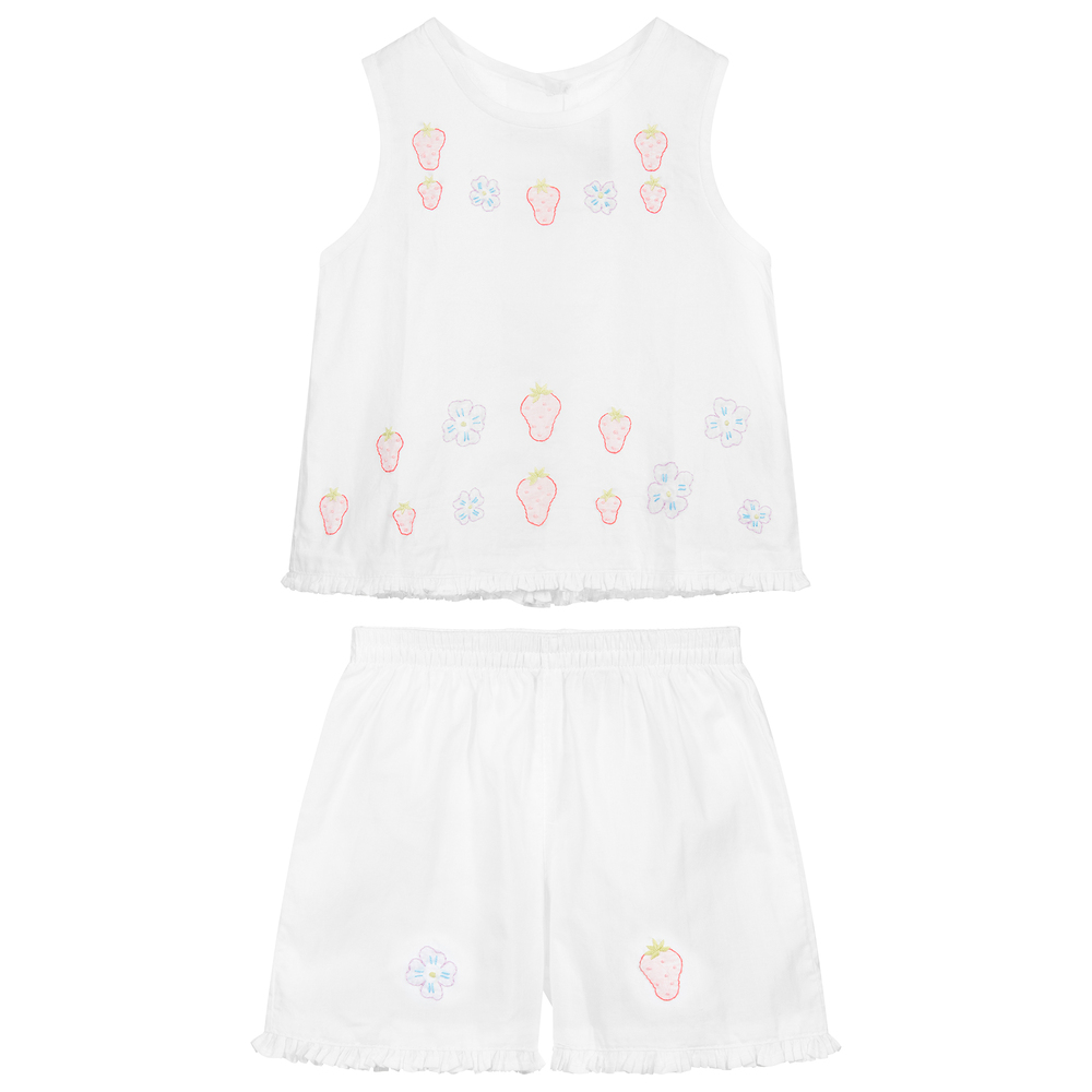 Turquaz-White Embroidered Shorts Set | Childrensalon Outlet