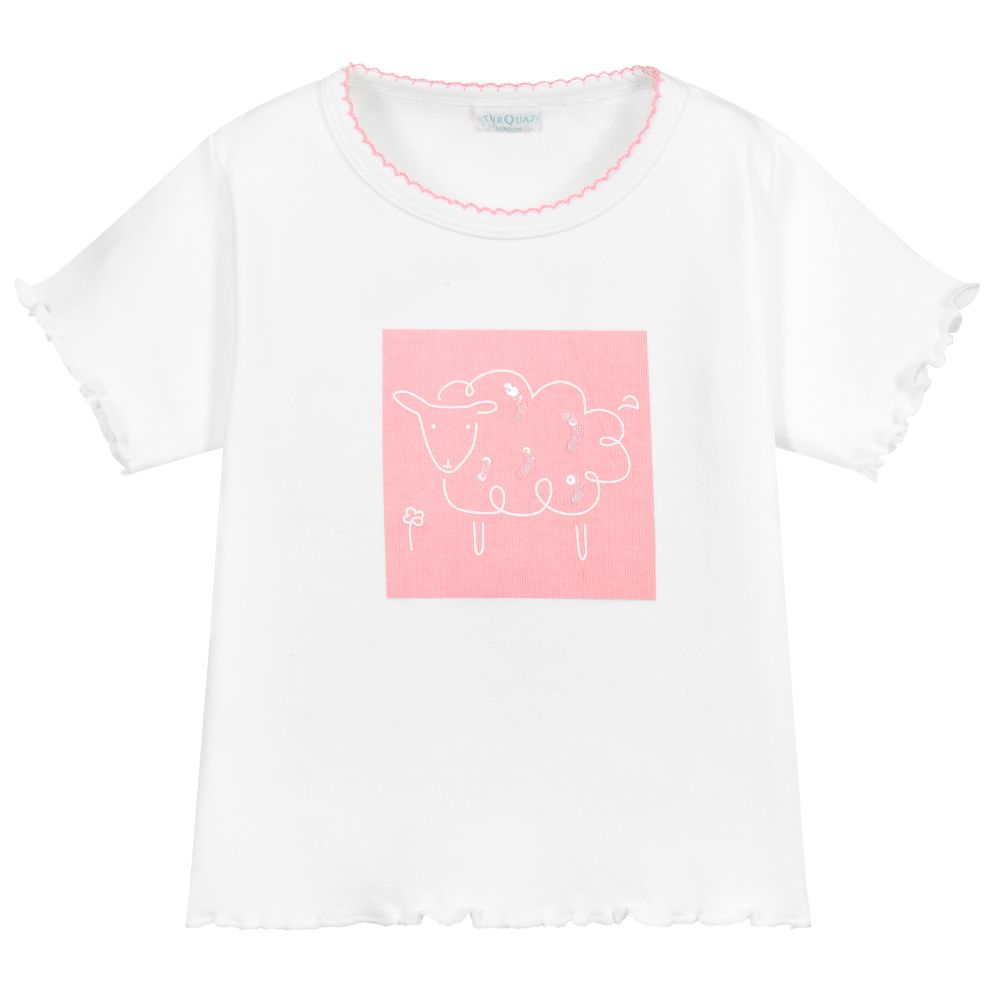 Turquaz - White & Pink Sheep T-Shirt | Childrensalon