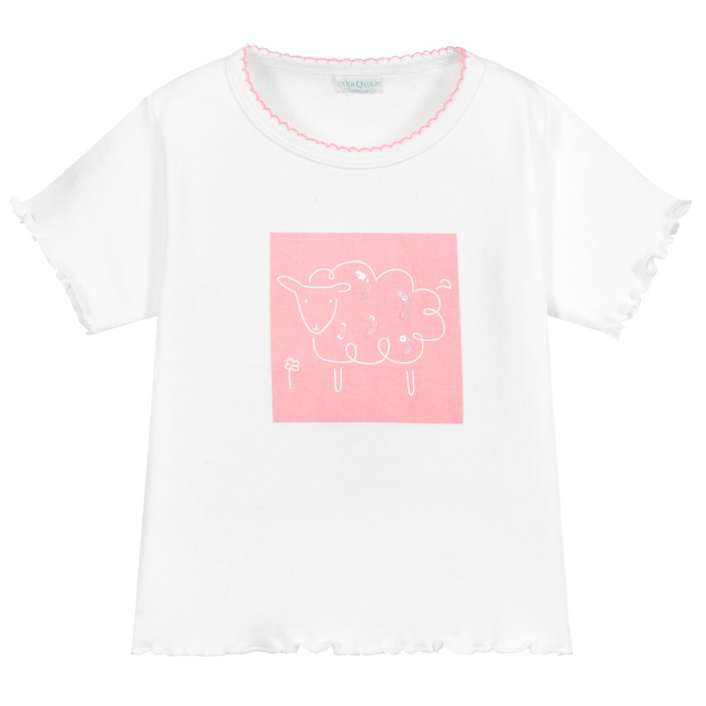 Turquaz-White & Pink Sheep T-Shirt | Childrensalon Outlet