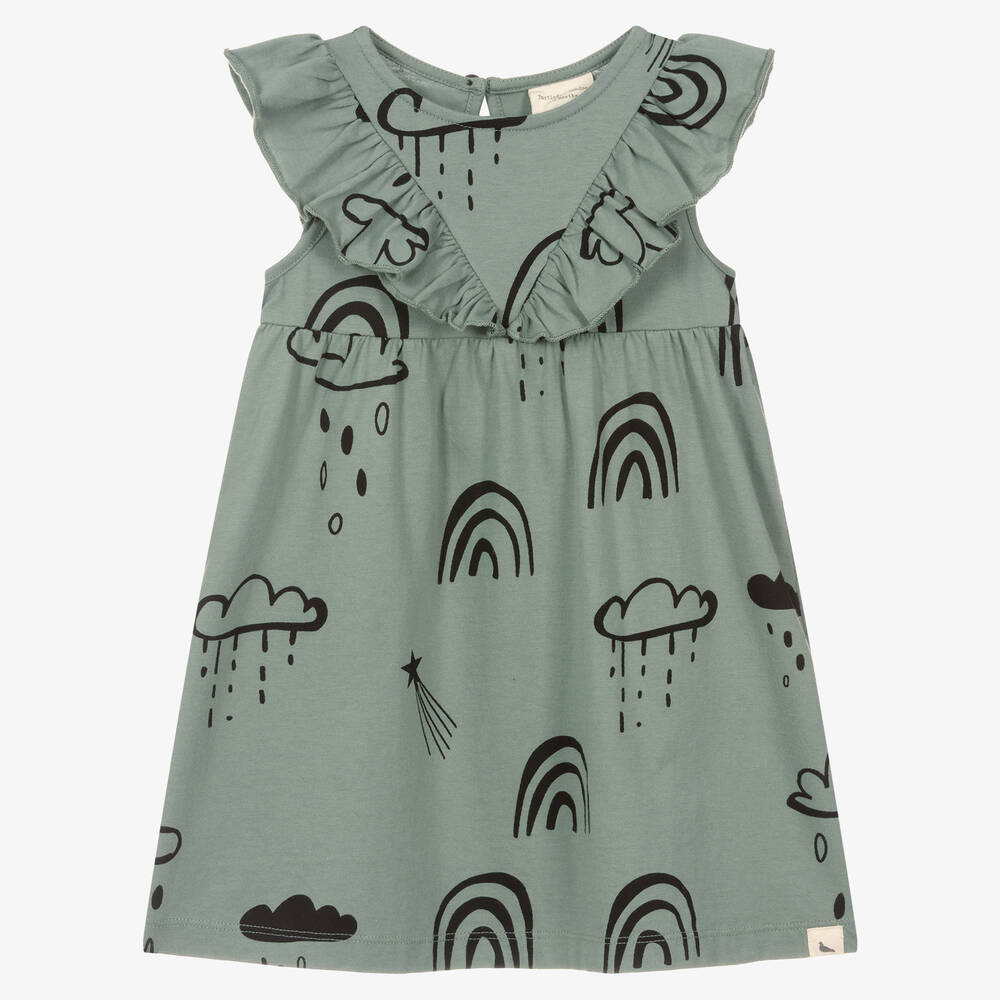 Turtledove London - Baby Girls Green Cotton Dress | Childrensalon