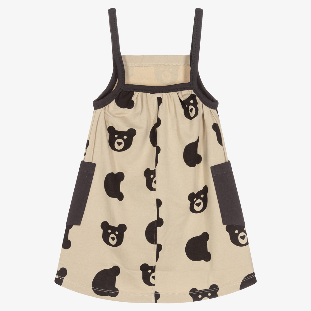Turtledove London-Beige & Grey Cotton Dress | Childrensalon Outlet