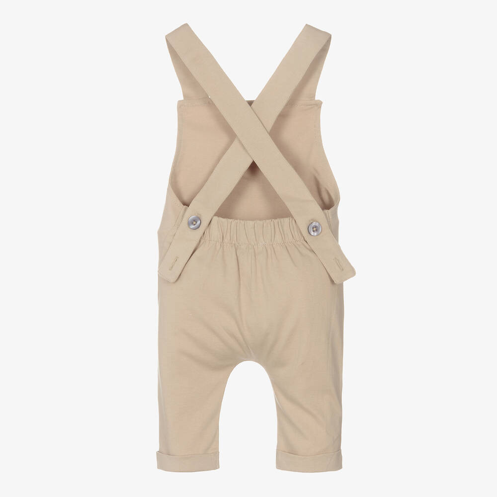 Turtledove London-Beige Organic Cotton Dungarees | Childrensalon Outlet