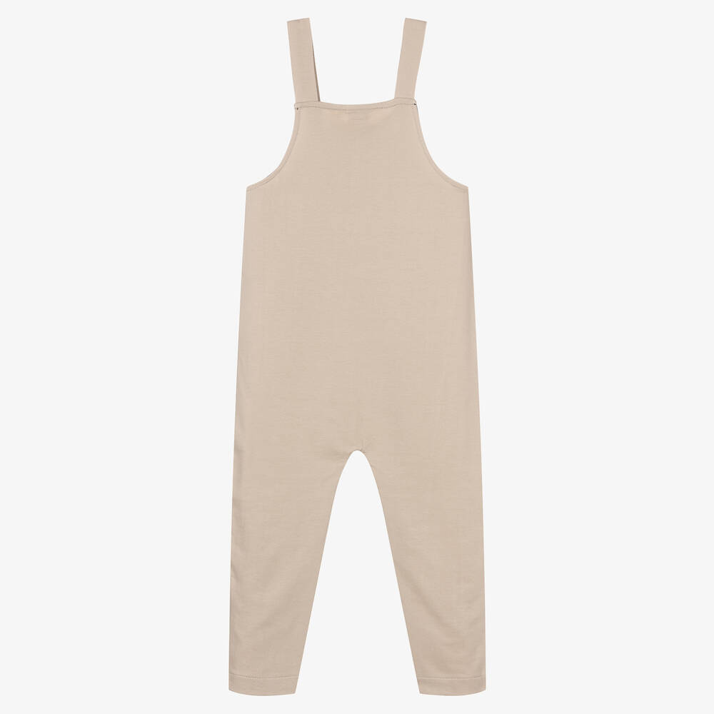 Turtledove London-Beige Organic Cotton Dungarees | Childrensalon Outlet