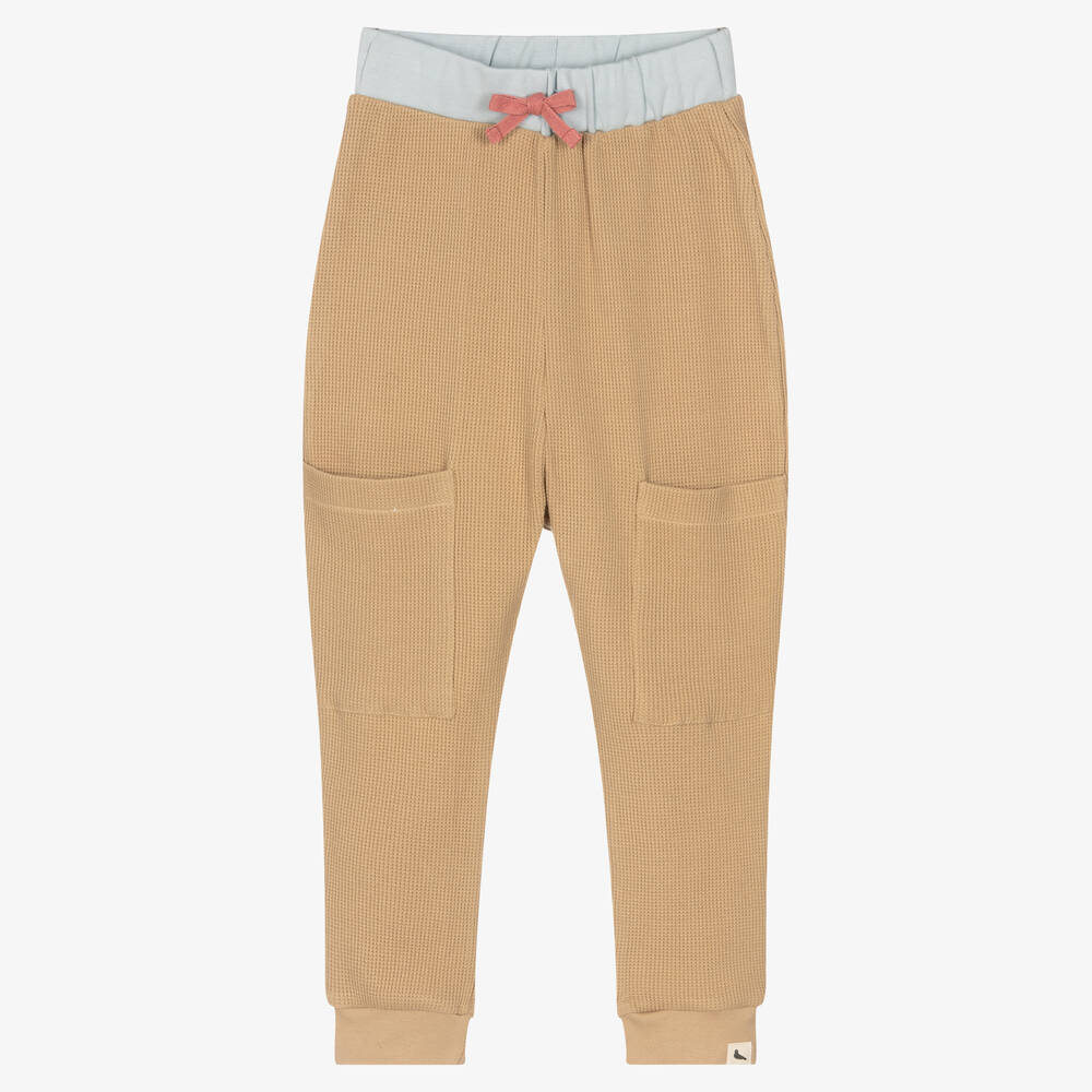 Turtledove London - Beige Organic Cotton Joggers | Childrensalon